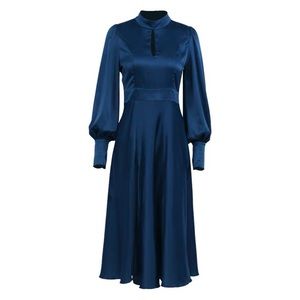 Stunning navy blue cocktail midi dress